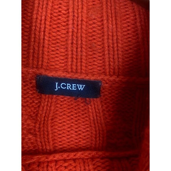 J.Crew Wool Cambridge Chunky Cable Knit Turtleneck Sweater Long Sleeve S Red - Picture 9 of 12